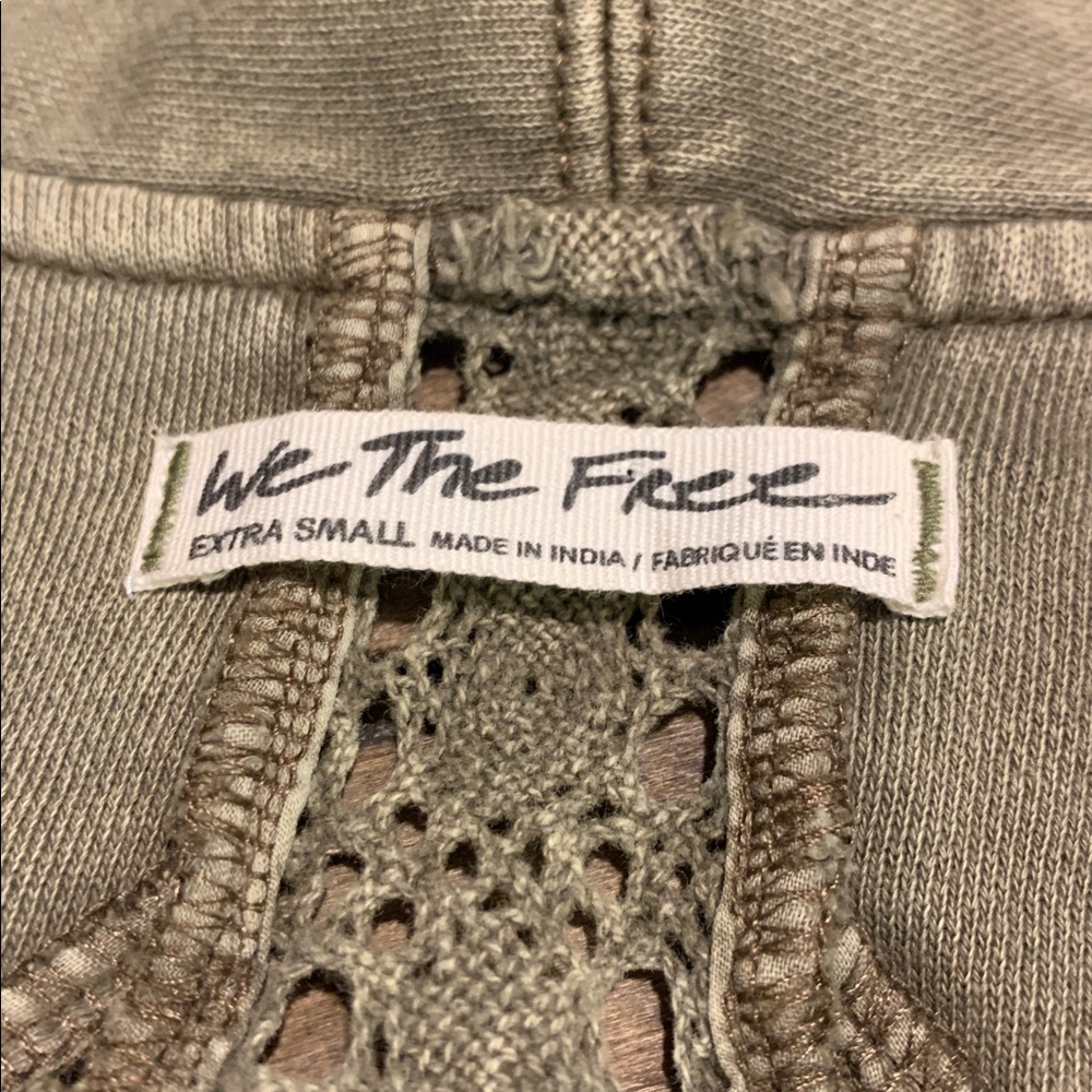 We The Free Lost Cause 100% Cotton Olive Green Cropped Tie Front Cardigan XS - Picture 6 of 11